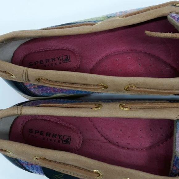 Sperry Top Sider Angelfish Pink Purple Plaid Sequins‎ Women's Size 8.5 - Picture 7 of 9